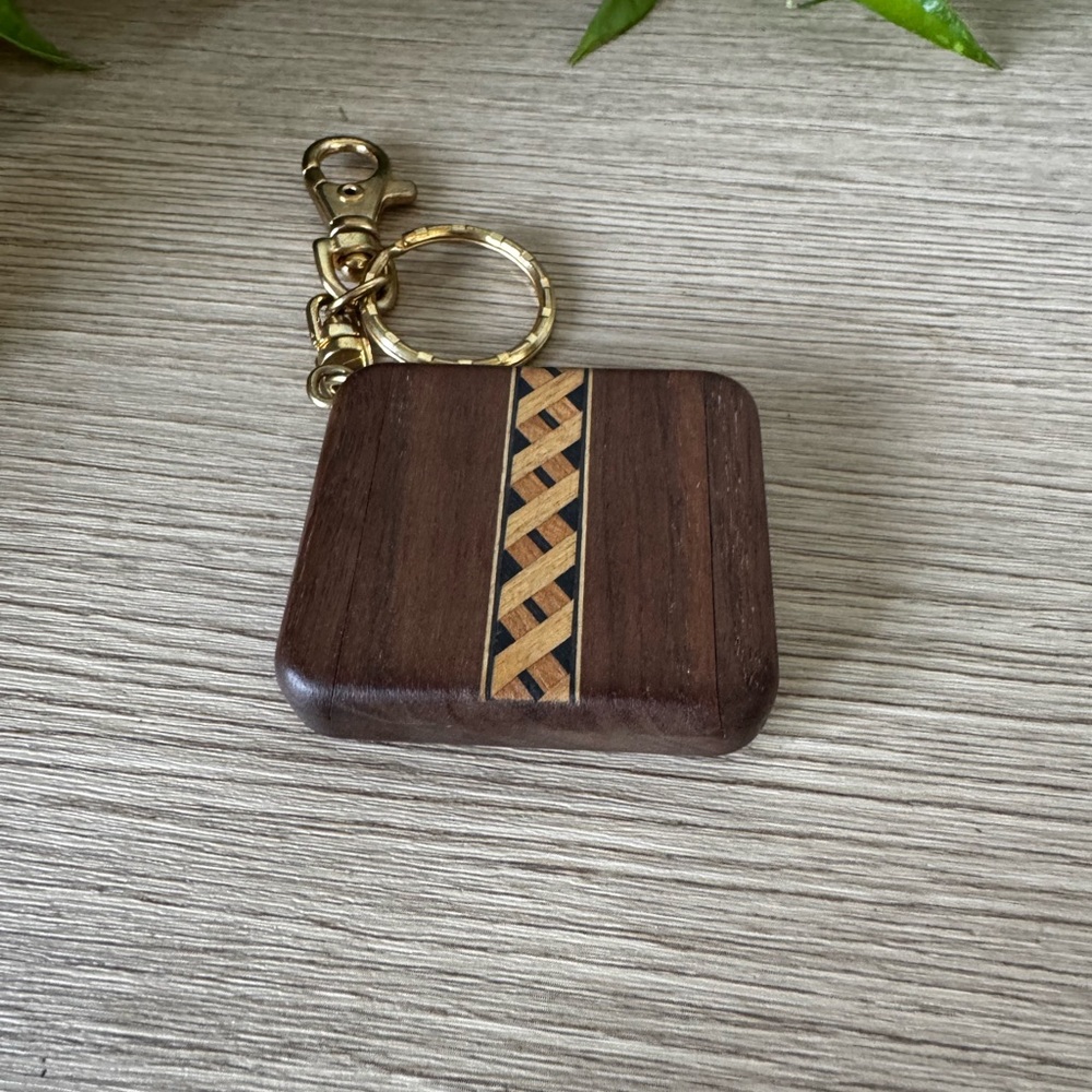 Wooden Keychain with Gold Accents